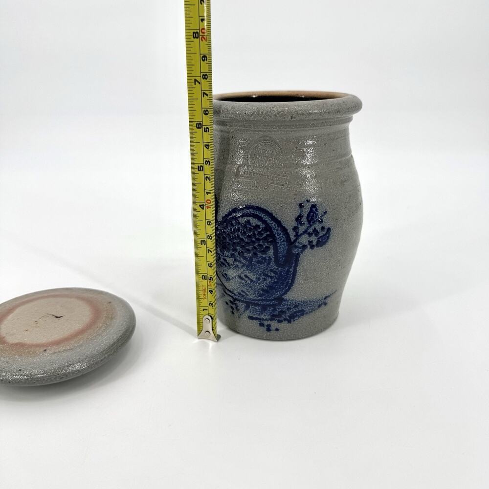 Vintage ROWE POTTERY WORKS 1989 Blueberry Basket Handmade Crock w/Lid ~ 1.5 qt. - Picture 11 of 13
